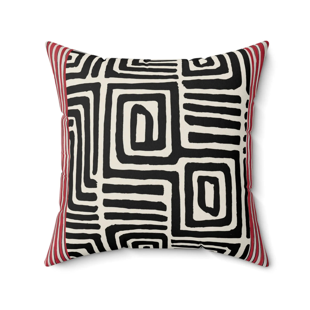 Monochrome Maze Faux Suede Cushion - Geometric Modern Throw Pillow - SZHeritage