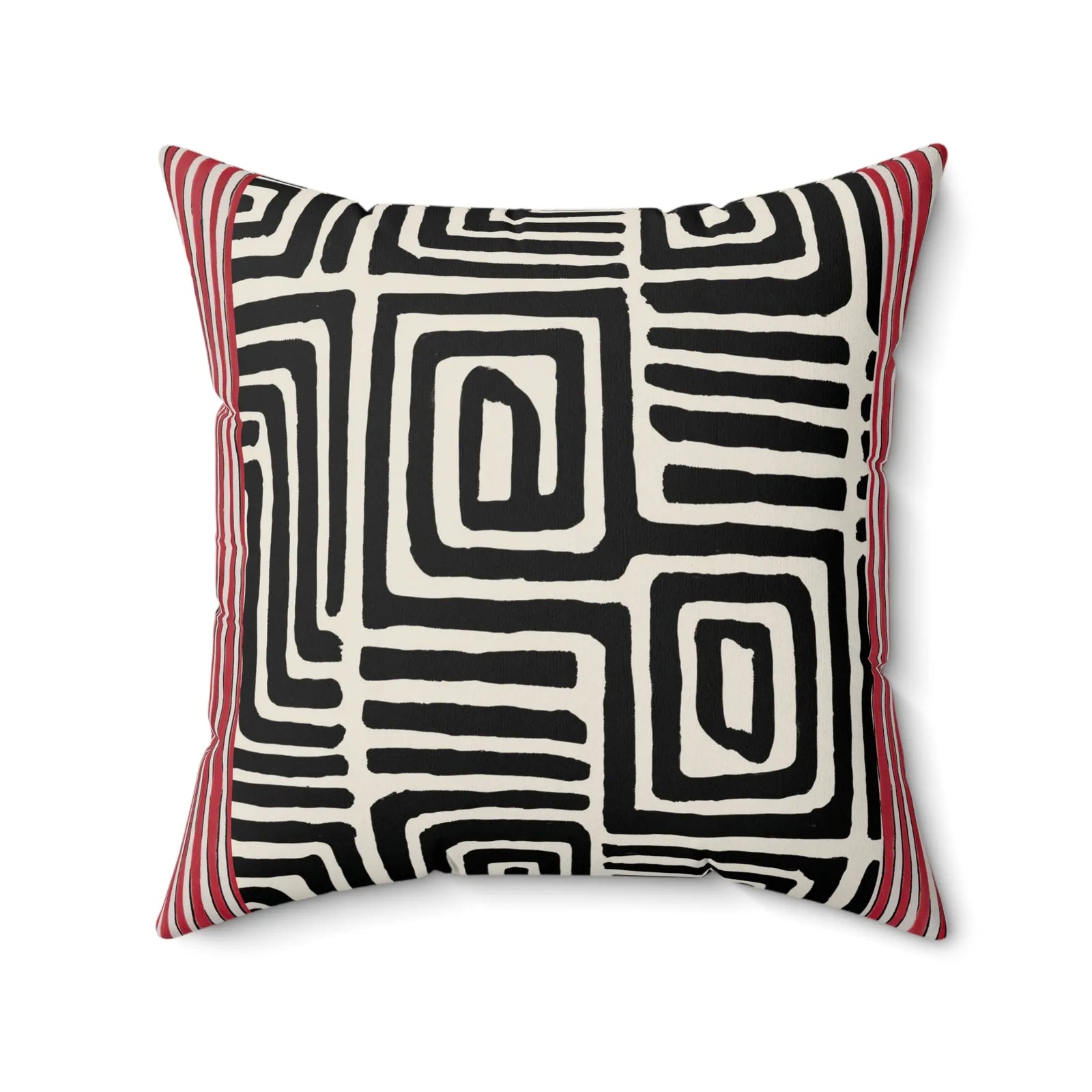 Monochrome Maze Faux Suede Cushion - Geometric Modern Throw Pillow - SZHeritage