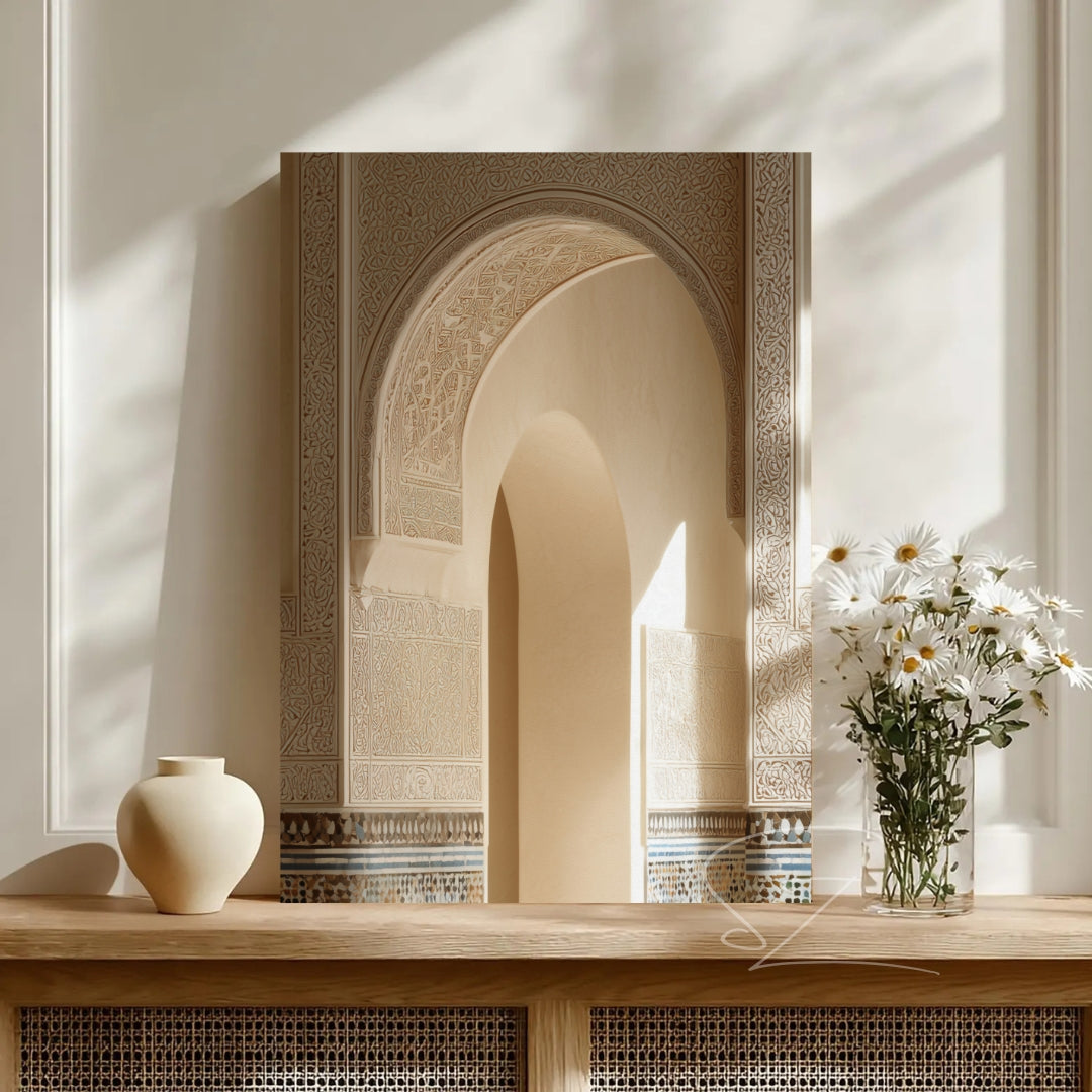 Moroccan Arch Canvas Wall Art - Zellij Tile Islamic Decor - SZHeritage