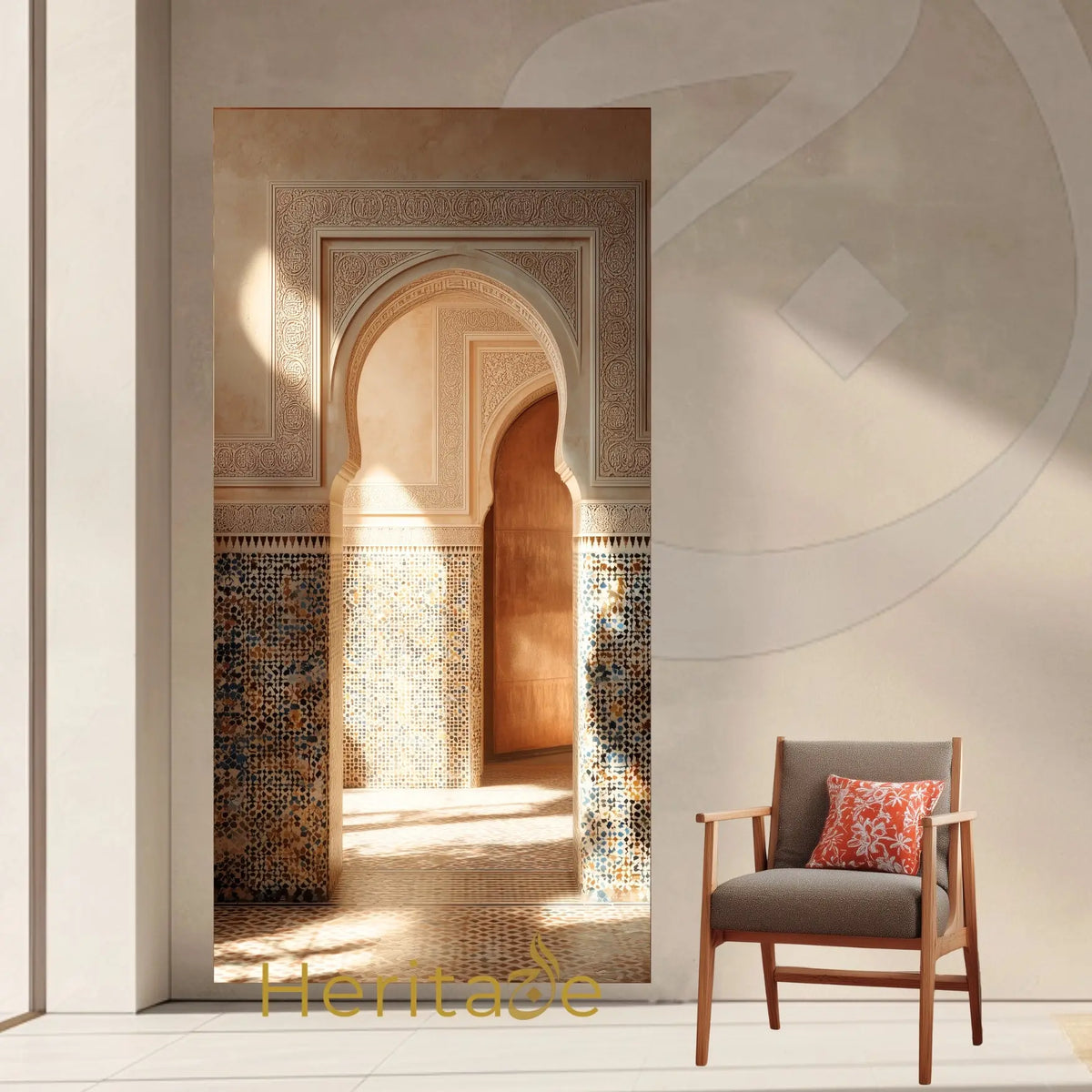 Moroccan Archway Wall Mural 36x72 - Sunlit Riad Peel &amp; Stick - SZHeritage