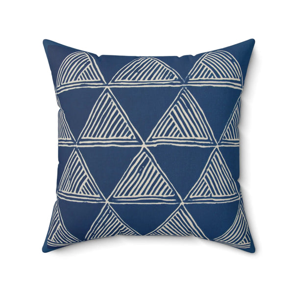 Navy Geometric Faux Suede Cushion - Modern Throw Pillow - SZHeritage