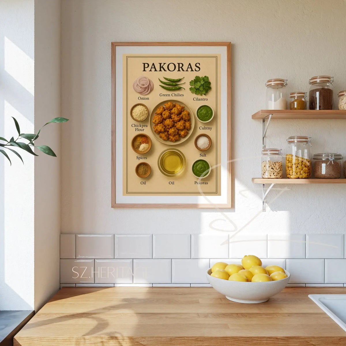 Pakoras Retro Kitchen Wall Art - Desi Heritage Food Poster Print - SZHeritage