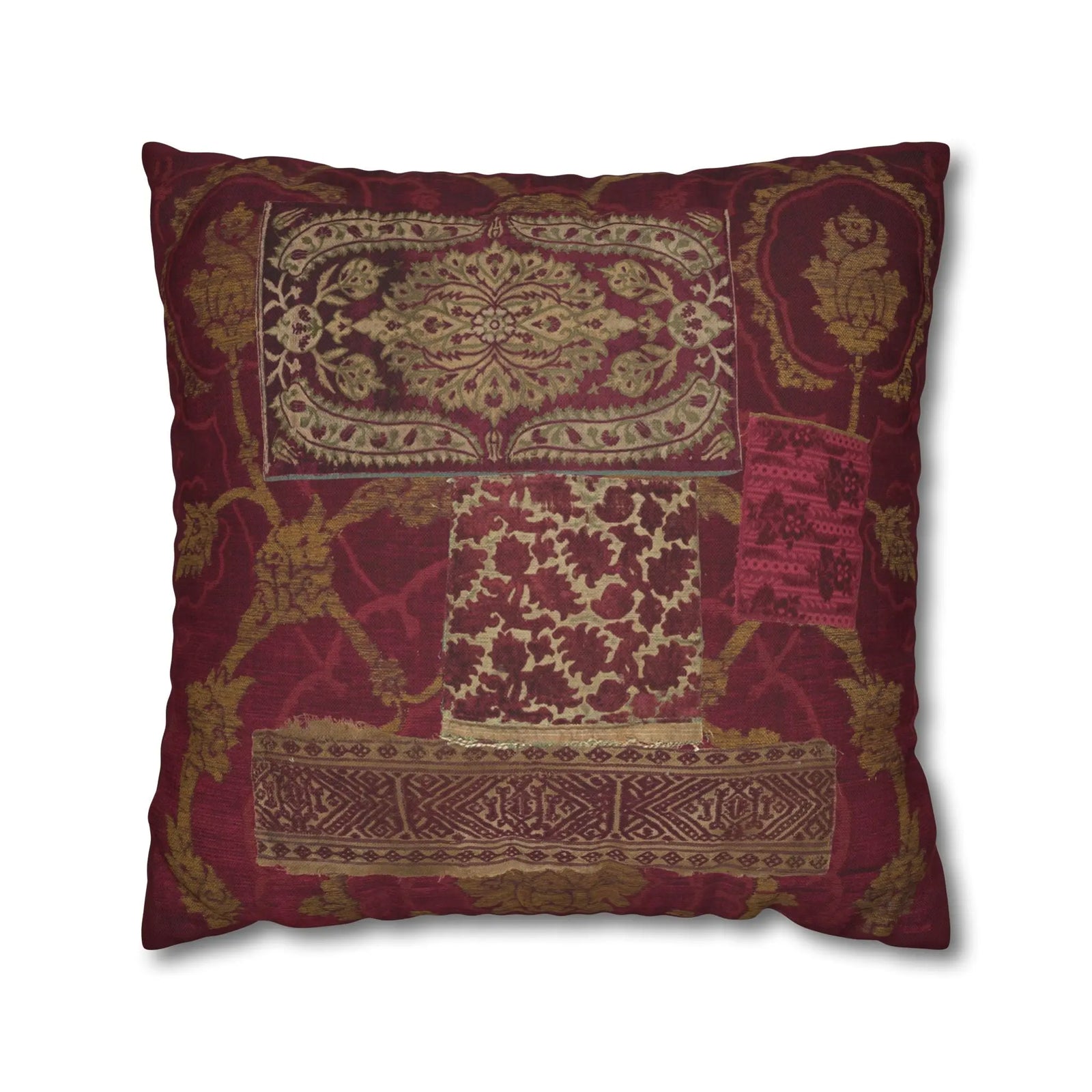 Burgundy Damask Heritage Cushion Cover - Ornate Throw Pillow - SZHeritage